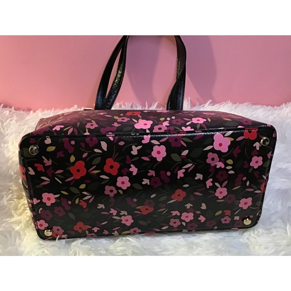 ♦️HP♦️ Kate Spade Black & Pink Floral Cameron Street Small Lucie Street Tote - Picture 3 of 5